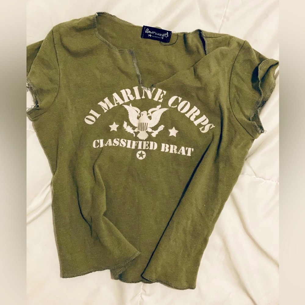 Y2K Orignial “Classified Brat” Marine Crop Top